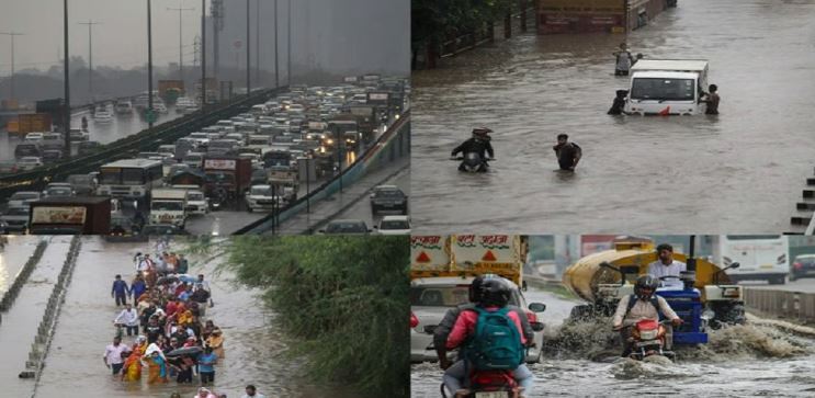 दिल्ली-NCR में भारी बारिश से जलभराव, रेड अलर्ट जारी; 90 फ्लाइट लेट, 4 रद्द