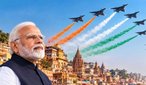 वाराणसी में विंग्स ओवर गंगा एयर शो के दौरान भारतीय वायु सेना के लड़ाकू विमान